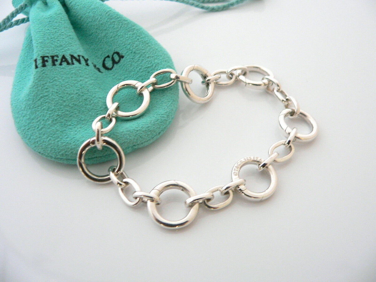 Tiffany Co Silver Clasp Link Bracelet Charm Bangle Chain Gift