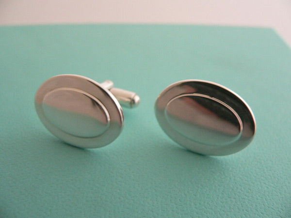 Tiffany & Co Silver Oval Cuff Link Cufflinks Engravable Personalize Gift Love