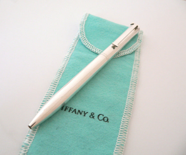 Tiffany & Co Pen Ball Pen Silver Executive T Clip Ballpen Office Gift Pouch Cool