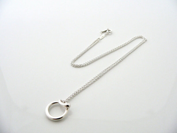 Tiffany & Co Silver Peretti Alphabet O Necklace Pendant 18 In Chain Medium Size