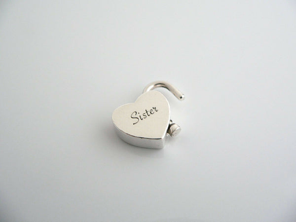 Tiffany & Co Silver SISTER Heart Padlock Pendant Charm 4 Necklace Bracelet Gift
