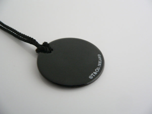 Tiffany & Co Notes Necklace Silver Black Bone Circle Script Pendant Gift Love
