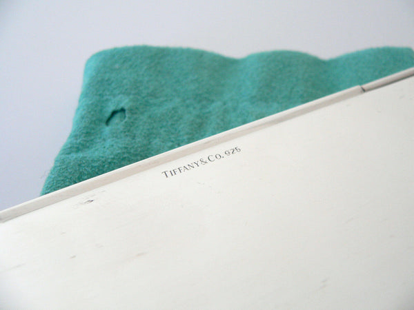 Tiffany & Co Silver Engine Turned Striped Business Card Case Holder Gift Pouch
