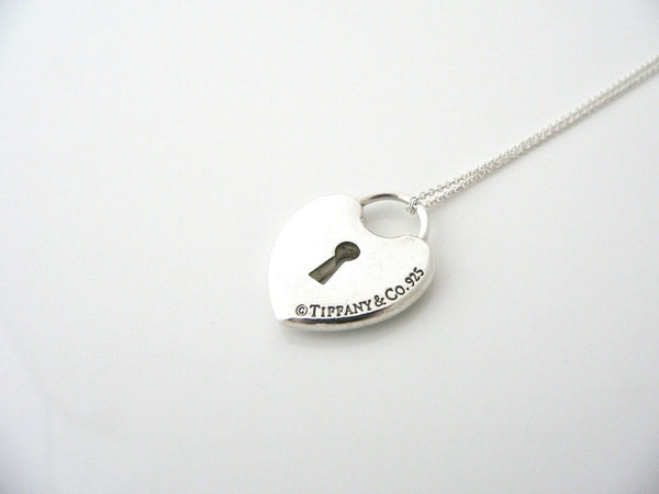 Tiffany & Co Silver Heart Key Hole Necklace Pendant 18 Inch Chain Gift Love Rare
