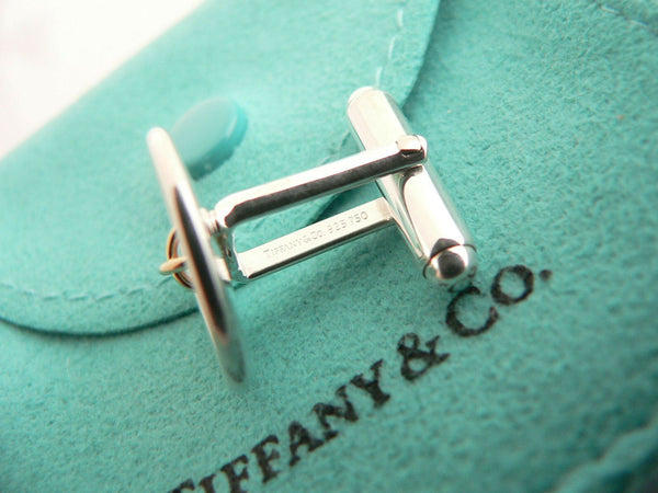 Tiffany & Co Silver 18K Gold Button CuffLinks Cuff Links Rare Pouch Classic Gift