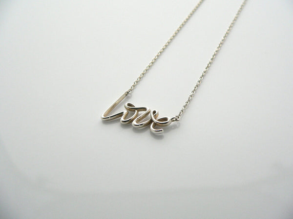 Tiffany & Co Silver Picasso Love Necklace Pendant Charm 17 Inch Chain Word Gift