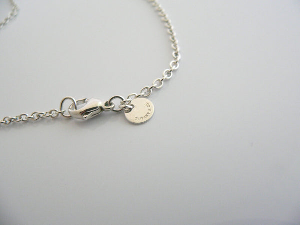 Tiffany & Co Silver Barrel Bead Station Necklace Pendant Charm Chain Gift Love