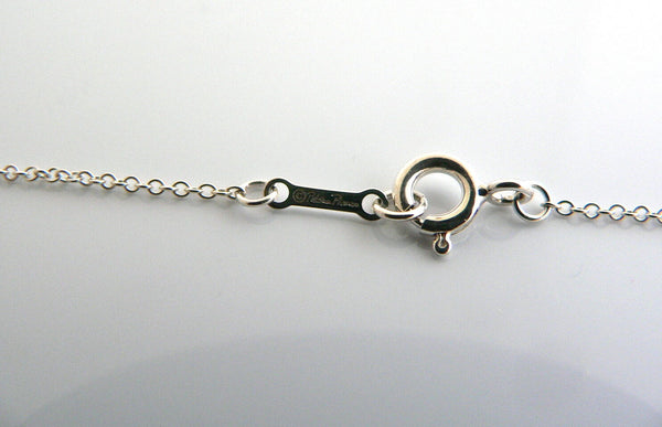 Tiffany & Co Heart Necklace Silver Black Circle Pendant 18.5 Inch Long Chain 925