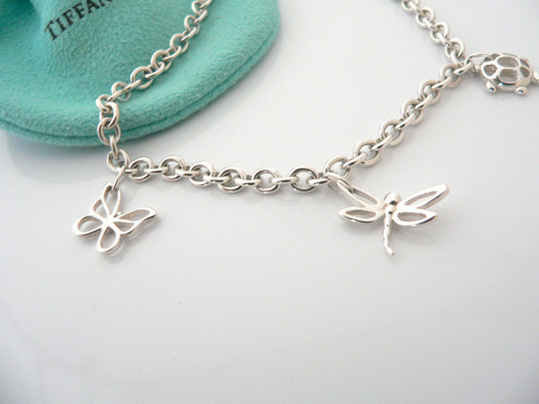 Tiffany & Co Silver Butterfly Turtle Firefly Bee Bracelet Bangle 8 Inch Longer