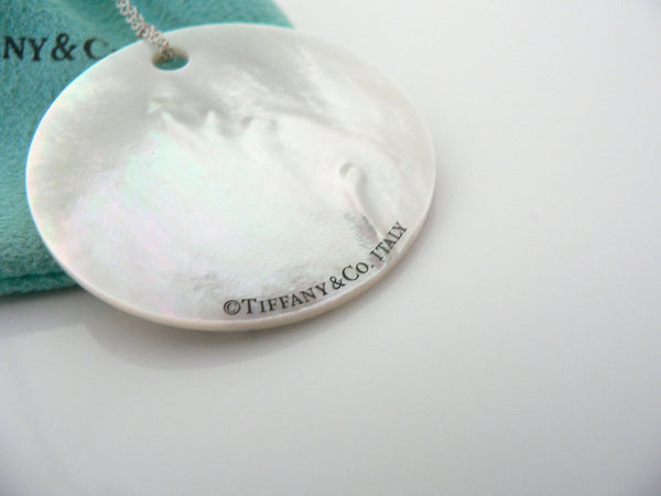 Tiffany & Co Silver Mother Pearl Necklace Notes Charm 20 In Chain Gift Pouch Art