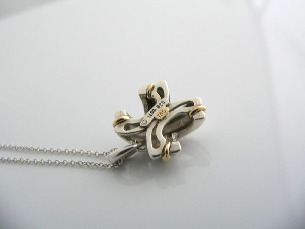 Tiffany & Co Silver 18K Gold Signature X Necklace Pendant Gift Pouch Love Pouch