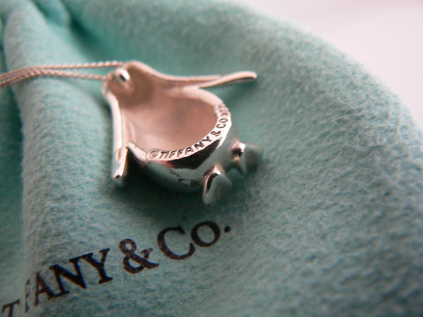 Tiffany & Co Silver Nature Penguin Bird Necklace Pendant Charm 21 In Chain Gift