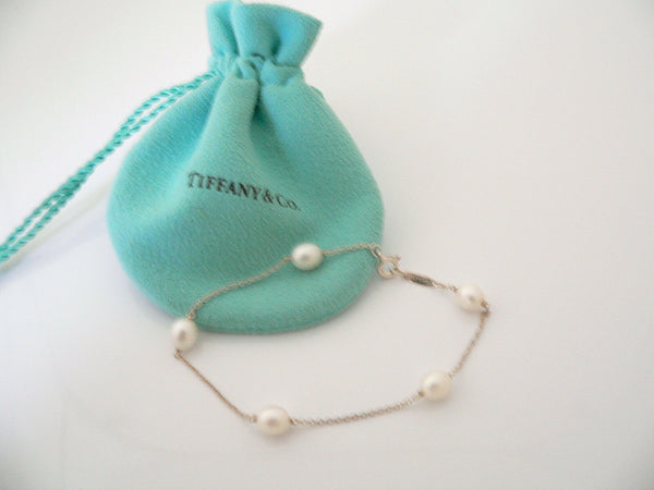 Tiffany & Co Silver Pearls by the Yard Bracelet Bangle 7.4 Inch Chain Gift Love