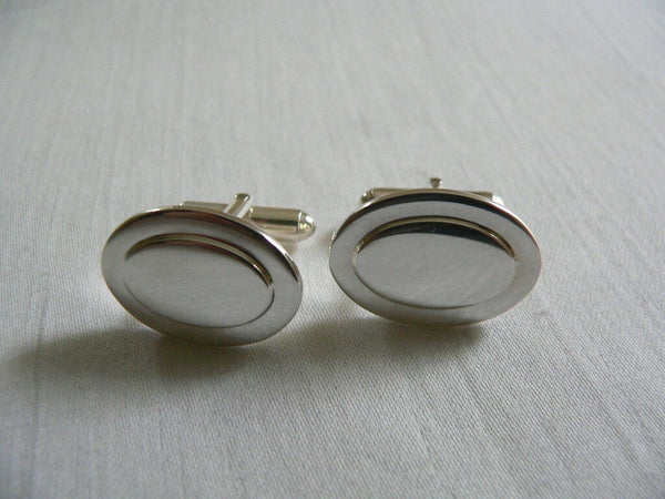 Tiffany & Co Silver Oval Cuff Link Cufflinks Engravable Personalize Gift Love