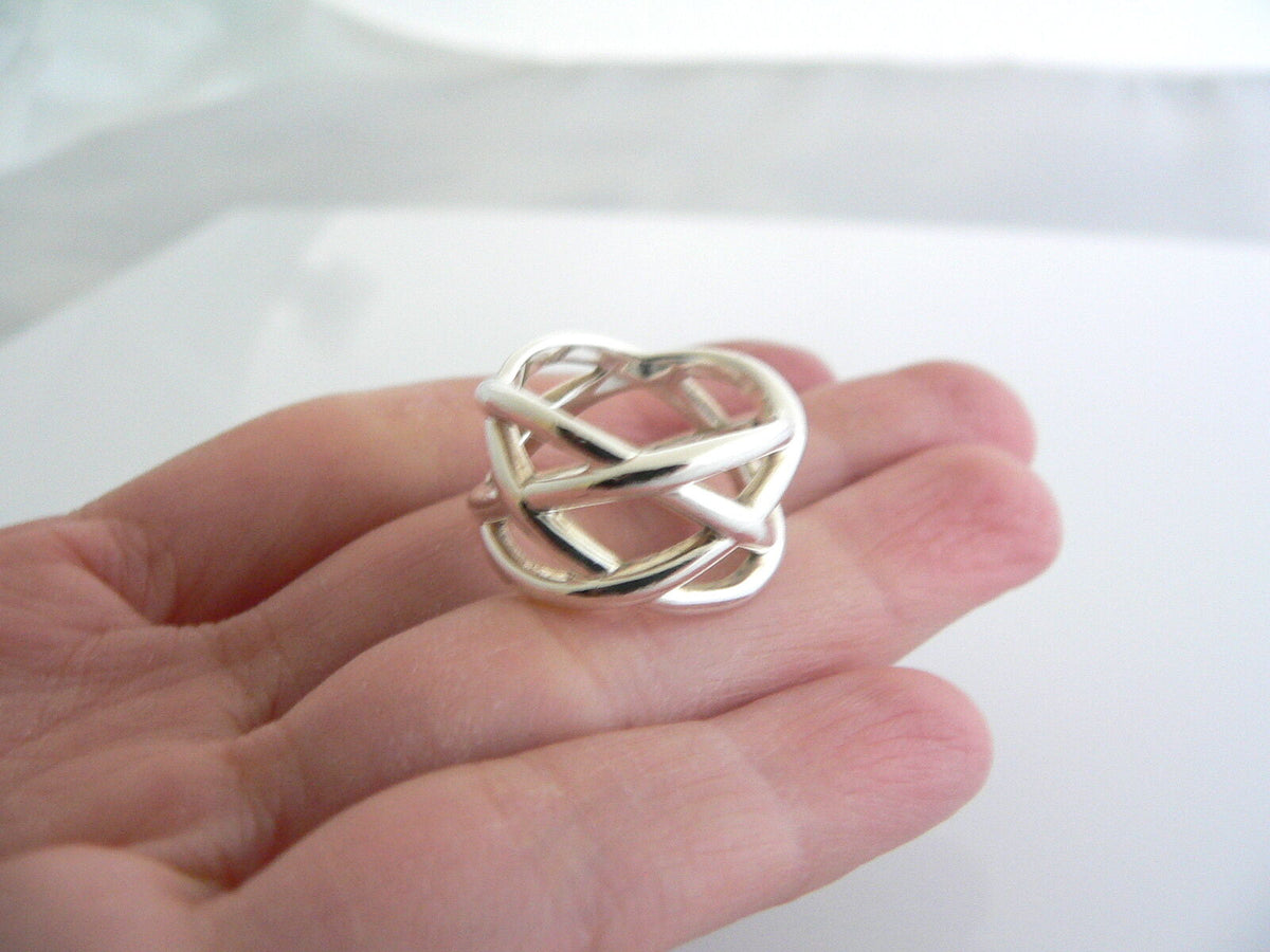 Tiffany Co Silver Braided Wide Knot Ring Band Sz Rare Gift