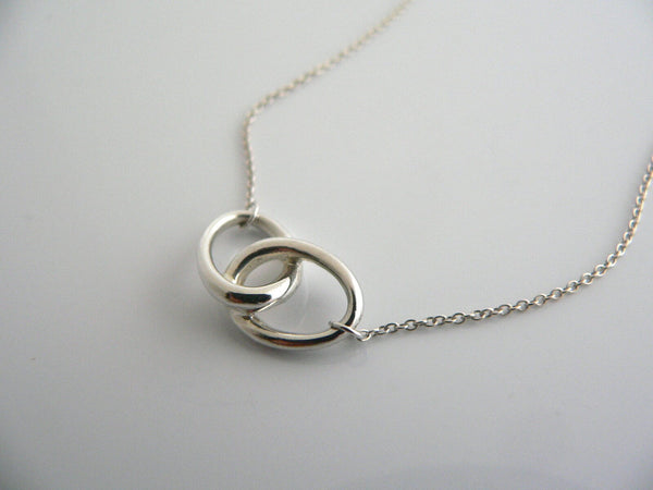 Tiffany & Co Silver Necklace Peretti Interlocking Ovals Love Pendant 17.5 Inch