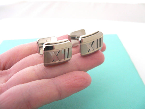 Tiffany & Co Atlas Titanium Cuff Link CuffLinks Roman Numeral Silver Gift Love