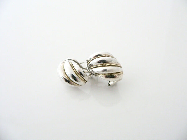 Tiffany & Co Silver 18K Gold Shrimp Shell Earrings Studs Gift Love Art Pierced