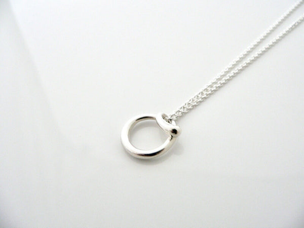 Tiffany & Co Silver Peretti Alphabet O Necklace Pendant 18 In Chain Medium Size