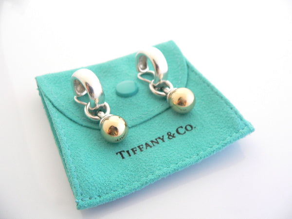 Tiffany & Co Ball Earrings Silver Hardware 18K Gold Fascination Dangle Clip On