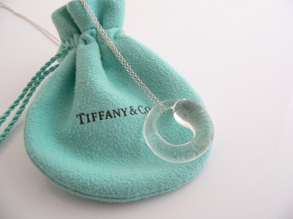Tiffany & Co Silver Peretti Large Rock Crystal Eternal Circle Necklace Gift Love