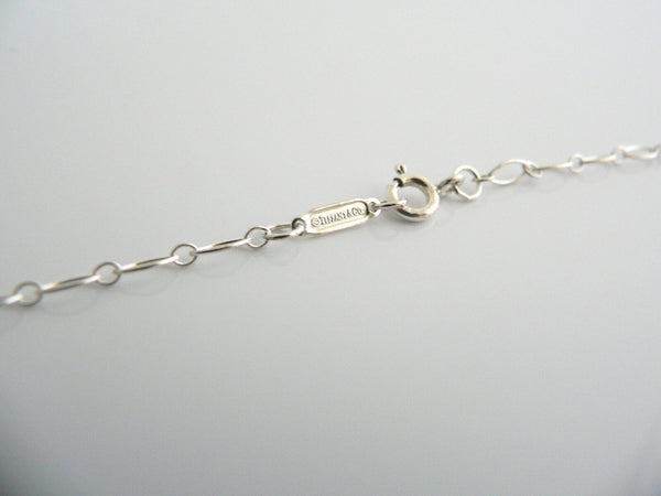 Tiffany Co Silver Blue Enamel Heart Key Necklace Pendant Bead Charm Gift Love