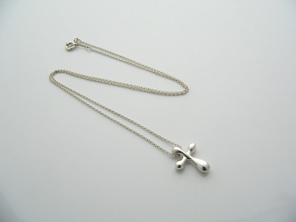 Tiffany & Co Peretti Silver Cross Necklace Pendant Charm Link 18 Inch Chain Long