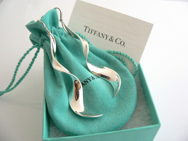 Tiffany & Co Silver Gehry Flower Large Orchid Dangling Dangle Earrings Gift Love