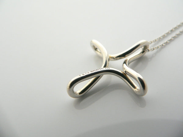 Tiffany & Co Peretti Infinity Cross Necklace Pendant Charm Chain Silver Gift