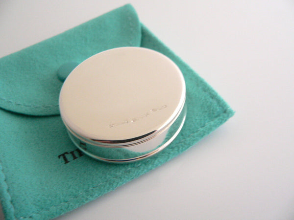 Tiffany & Co Silver Circle Weave Pill Box Case Container Gift Pouch