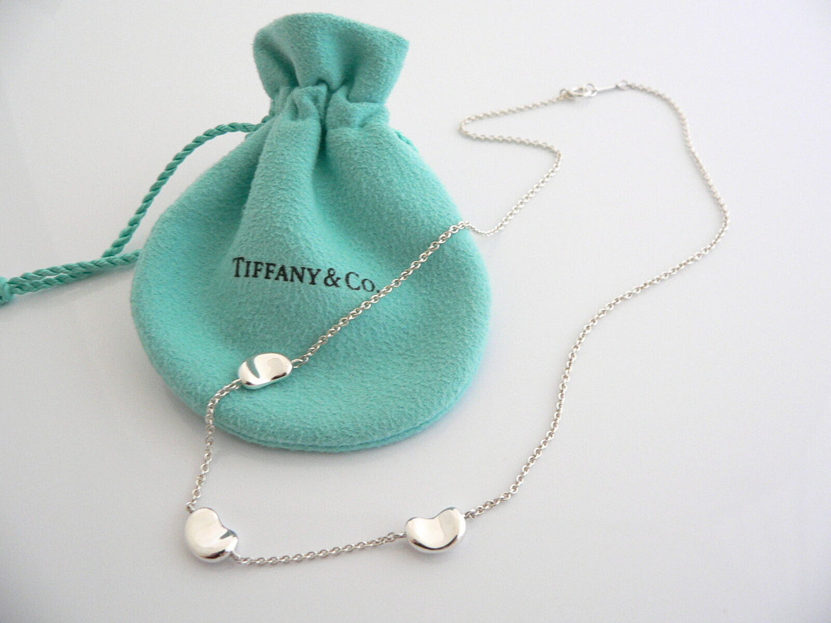 Tiffany Co Silver Peretti Three Bean Necklace Pendant Chain