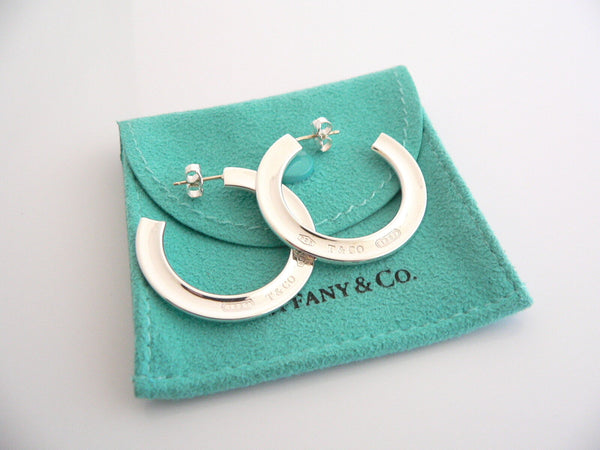 Tiffany & Co 1837 Hoop Earrings Silver Circle Round Gift Pouch Love Flat