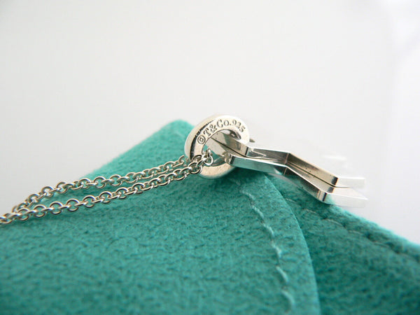 Tiffany & Co Silver 1837 Double Cross Necklace Pendant Charm 24 Inch Longer Chain Gift