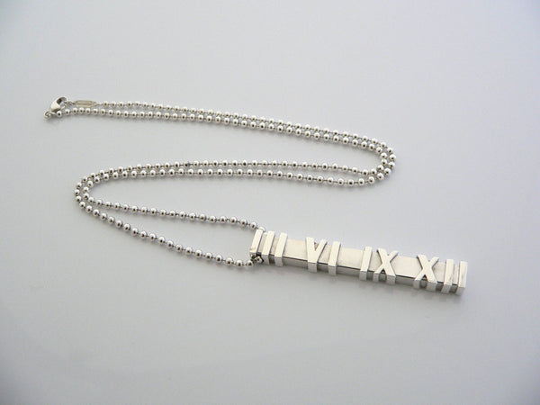 Tiffany & Co Silver Atlas Bar Dangling Dangle Necklace Pendant Chain Gift 20 In