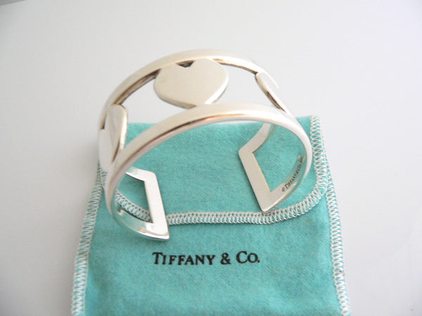 Tiffany & Co Silver Heart Bar Cuff Bangle Bracelet Rare Gift Pouch Love Art