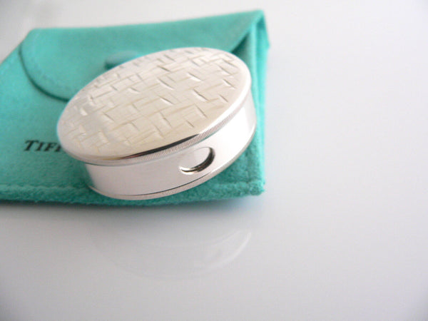 Tiffany & Co Silver Circle Weave Pill Box Case Container Gift Pouch