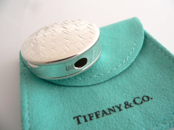 Tiffany & Co Silver Circle Weave Pill Box Case Container Gift Pouch