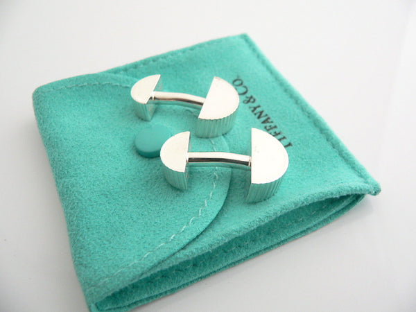 Tiffany & Co Silver Coin Edge Circle Cuff Link Cufflinks Gift Pouch Love Rare