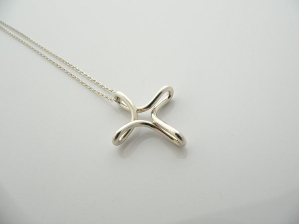 Tiffany & Co Peretti Infinity Cross Necklace Pendant Charm Chain Silver Gift