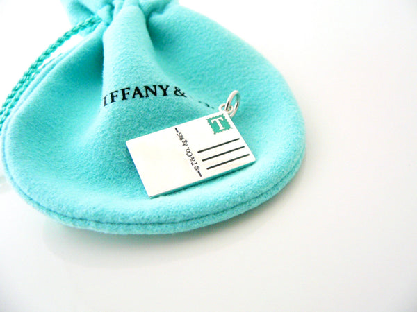 Tiffany & Co New York Postcard Blue Enamel Travel Charm Pendant 4 Necklace Bracelet MINT USA