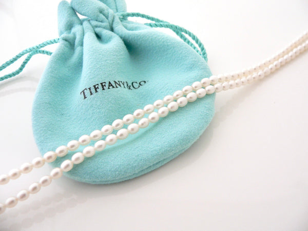 Tiffany & Co Silver Pearl Strand Necklace Infinity Pendant Chain Gift Pouch Love
