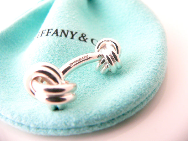 Tiffany & Co Double Knot Cufflinks Cuff Link Silver Jewelry Pouch Man Gift Love