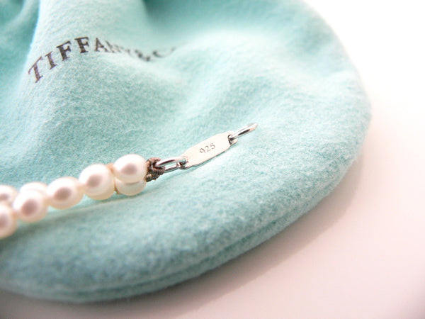 Tiffany & Co Silver Pearl Strand Necklace Infinity Pendant Chain Gift Pouch Love