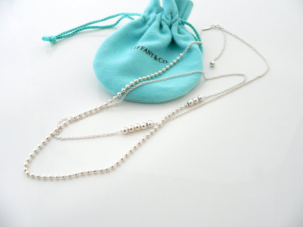 Tiffany & Co Silver Bead Ball Chain Necklace 28 to 30 Inch Multi Beaded Extendable Mint Condition