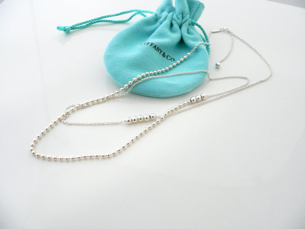Tiffany & Co Silver Bead Ball Chain Necklace 28 to 30 Inch Multi Beaded Extendable Mint Condition
