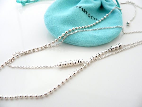 Tiffany & Co Silver Bead Ball Chain Necklace 28 to 30 Inch Multi Beaded Extendable Mint Condition