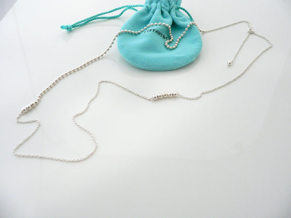 Tiffany & Co Silver Bead Ball Chain Necklace 28 to 30 Inch Multi Beaded Extendable Mint Condition