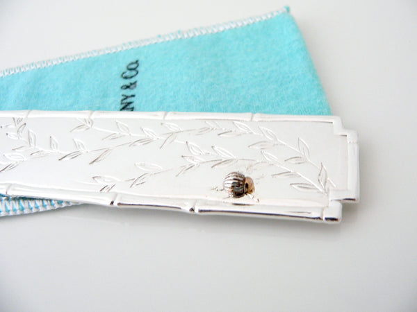 Tiffany & Co Silver Gold Nature LadyBug Bamboo Book Mark Bookmark Gift Pouch
