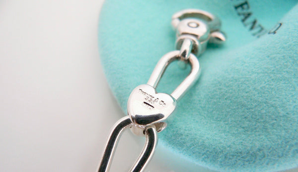 Tiffany & Co Silver Gold Heart Link Padlock Necklace Chain Pendant Charm Gift