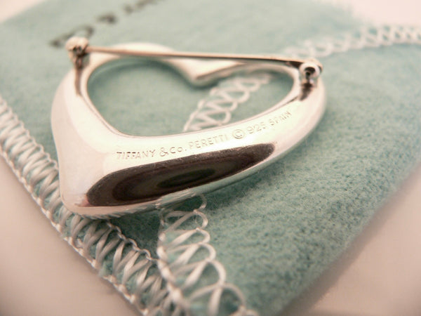 Tiffany & Co Silver Peretti Large 1.5 Inch Open Heart Brooch Pin Gift Love
